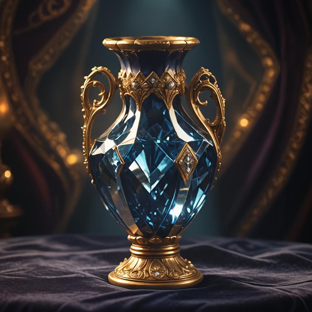 Diamond Reflection in Antique Vase: Luxurious Concept Art