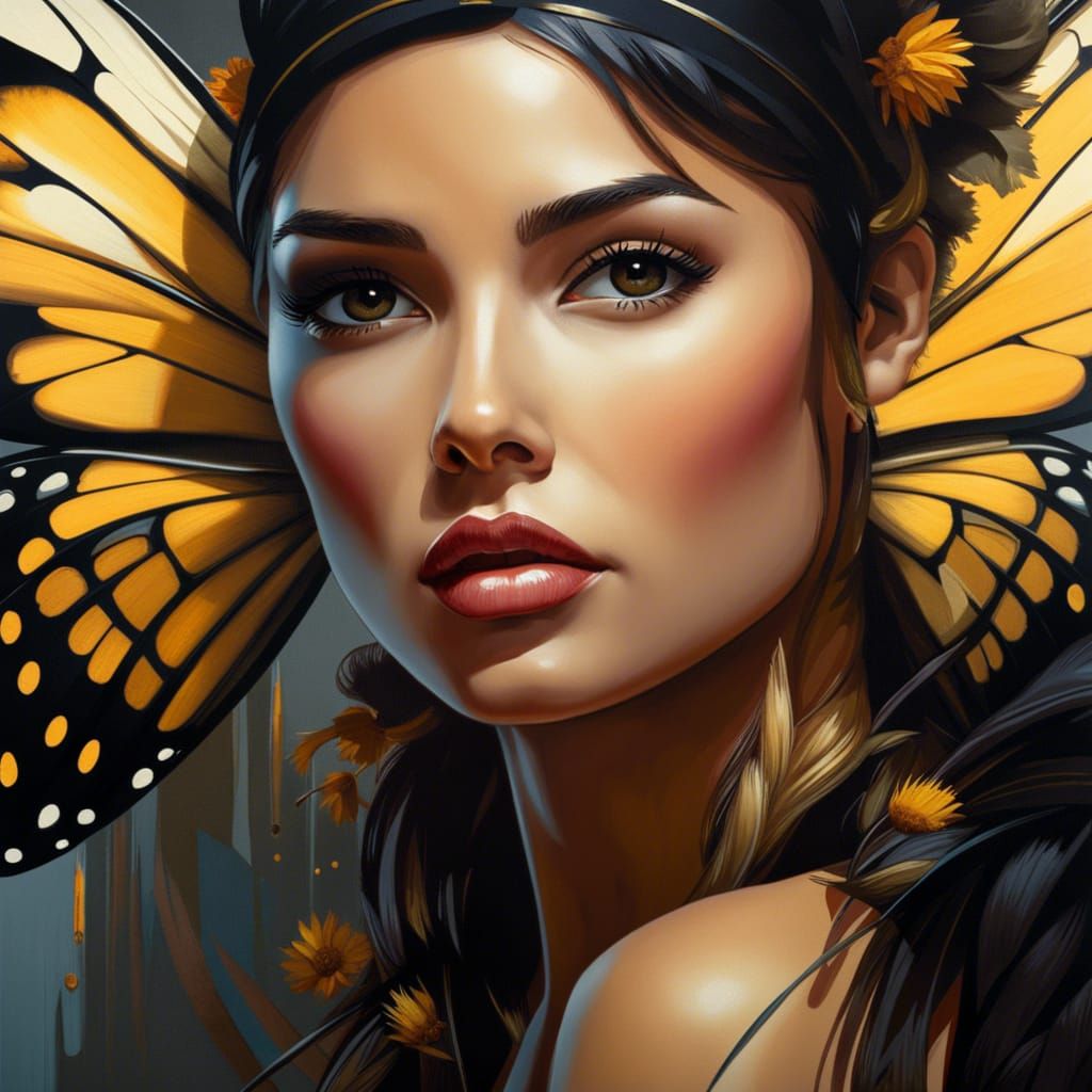 Woman with Bees: Graffiti Art Nouveau Painting