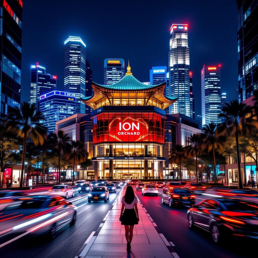 Orchard Road Singapore at Night: Realistic Photography