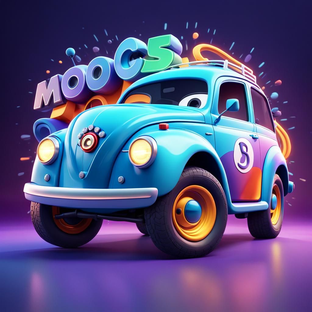 Mighty Car Mods Logo in 3D Digital Art Style