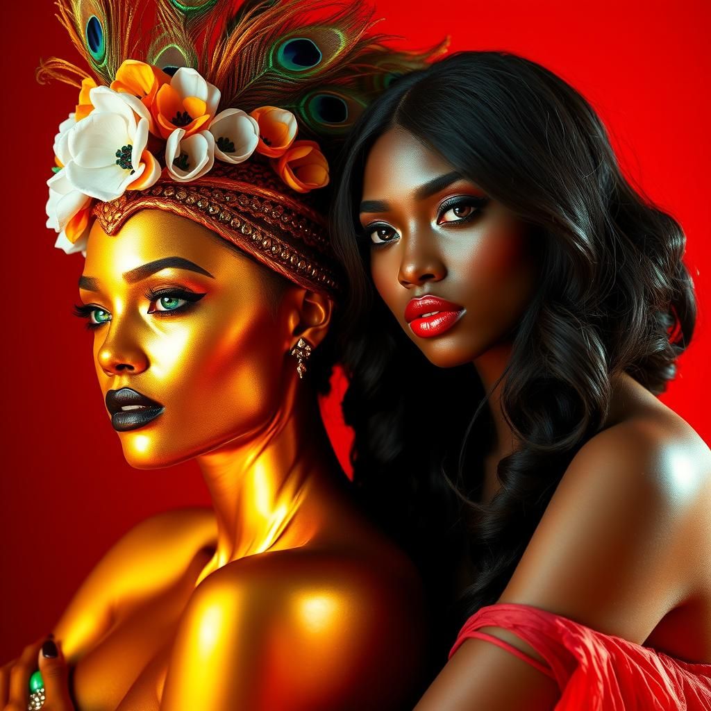 Two Regal Women in a Dramatic Setting