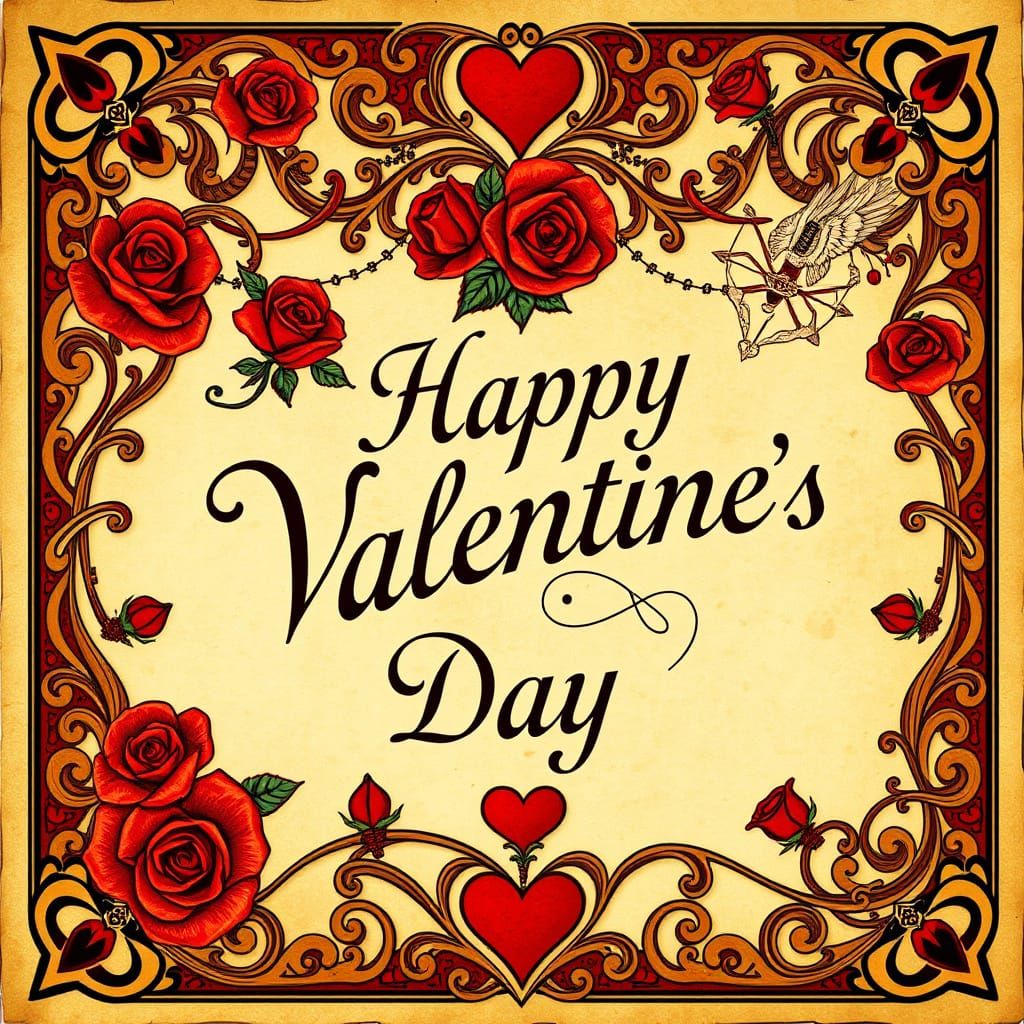 Elegant Art Nouveau Valentine's Day Masterpiece