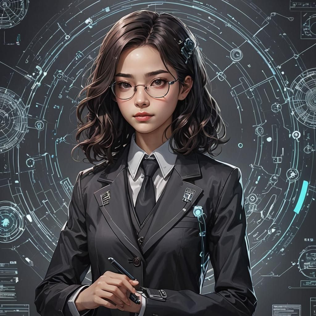 Cybernetic Human in Dark Academia Style