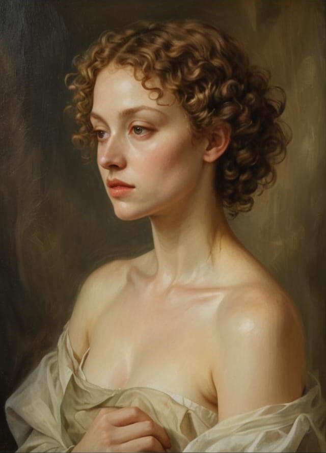 Renaissance Style Oil Painting of a Young Woman