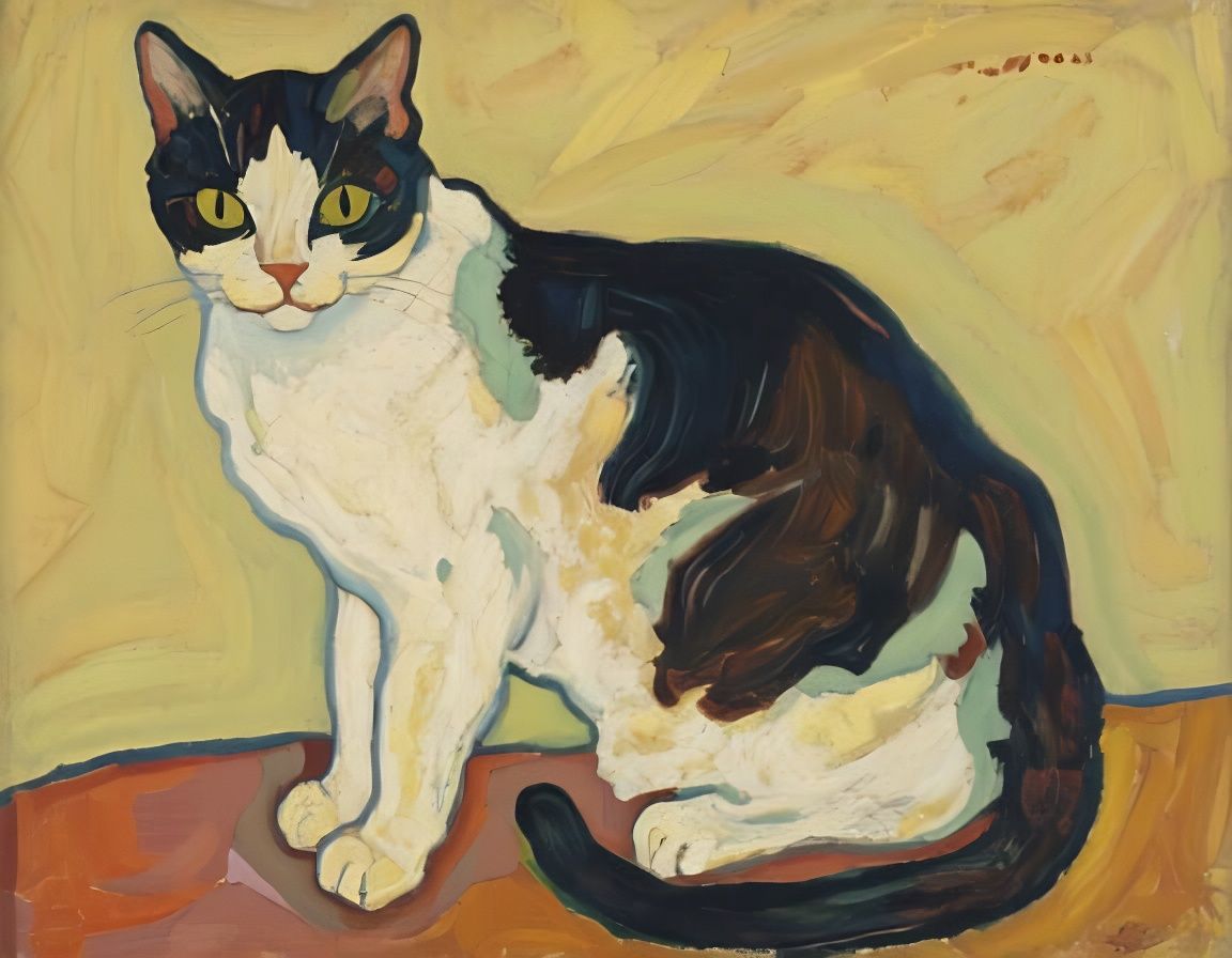 Egon Schiele Inspired Cat Portrait