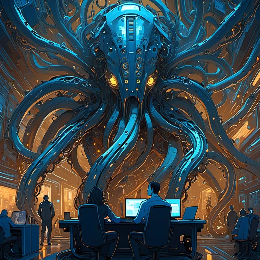 Tentacled Robot and Weary Robin Hood in Dystopian Sci-Fi