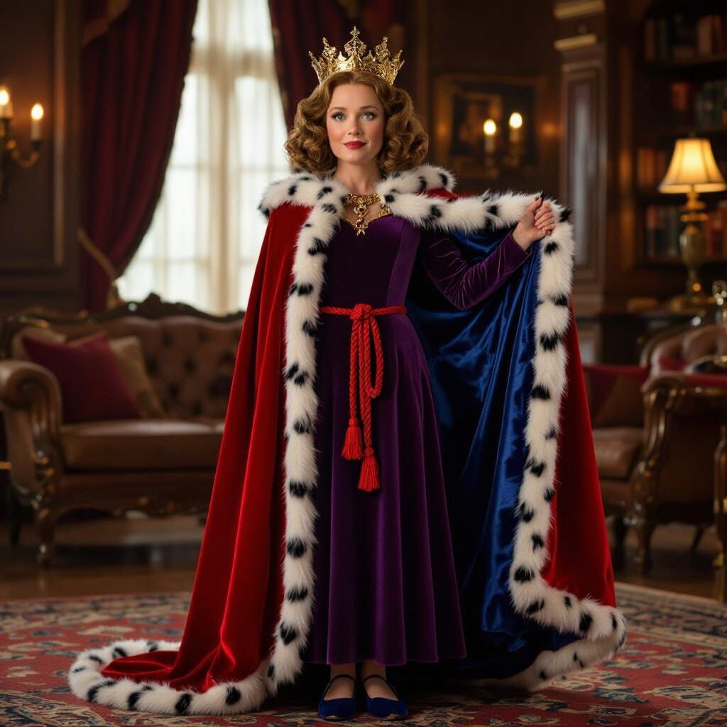 Miss Honey in Royal Purple Gown with Golden Crown