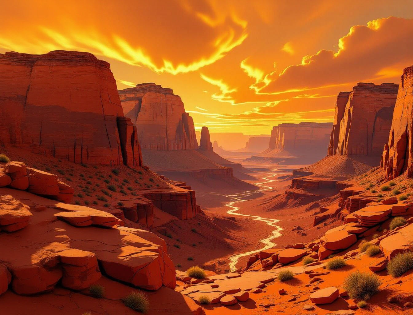 Spectacular Orange Sandstone Desert Landscape