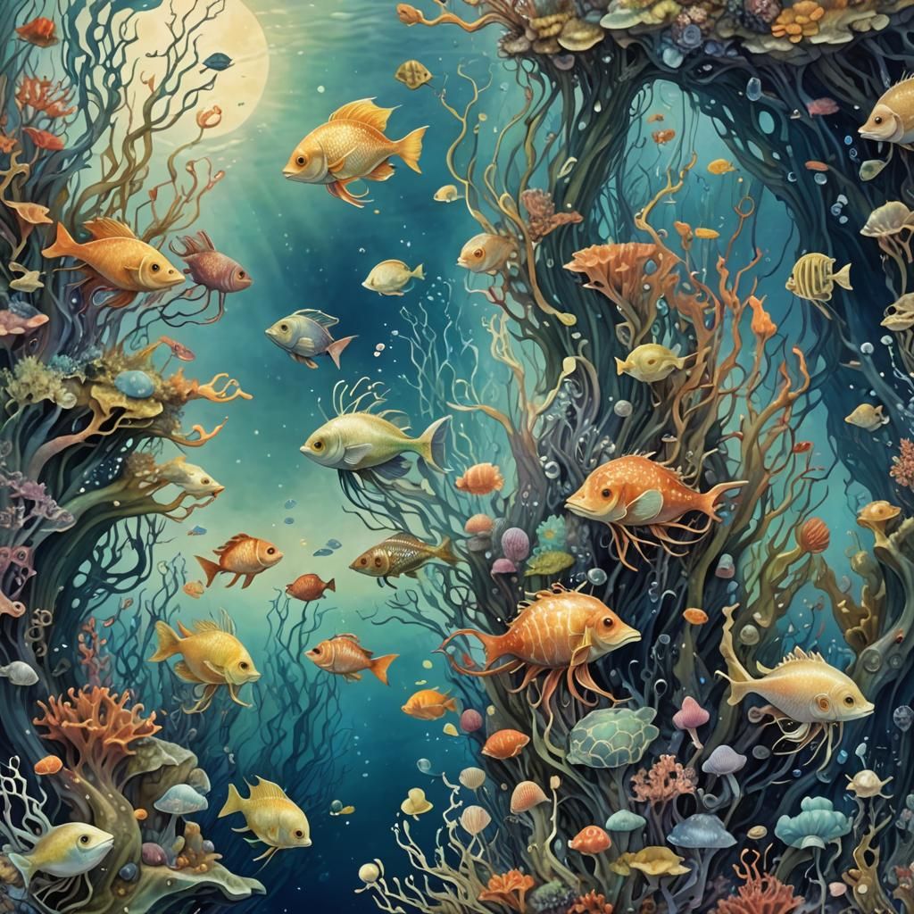 Ethereal Deep Sea Creatures in 3D