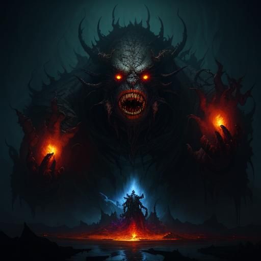 Terrifying Monster in Hell: Dark Fantasy Concept Art