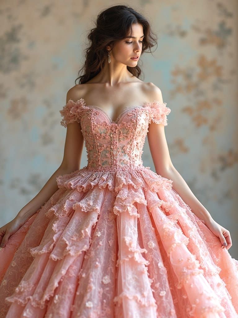 Lebanese Goddess in Quilted Couture Gown