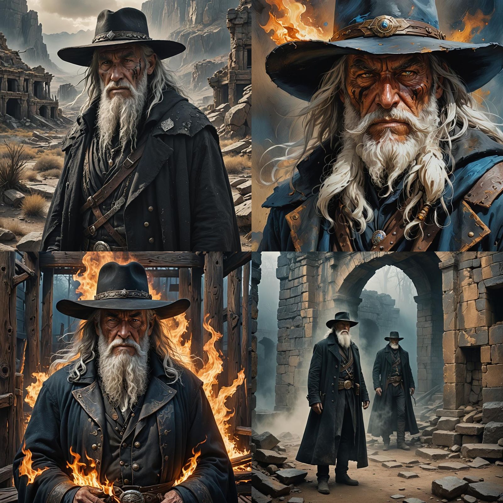 The Drifter: Older Warrior in Detailed Matte Painting