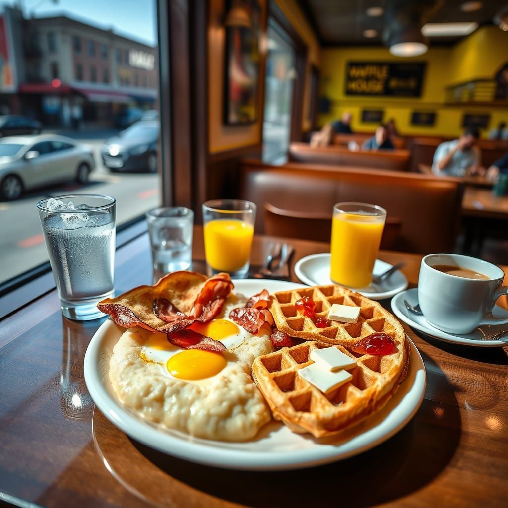Breakfast Still Life at Waffle House Restaurant