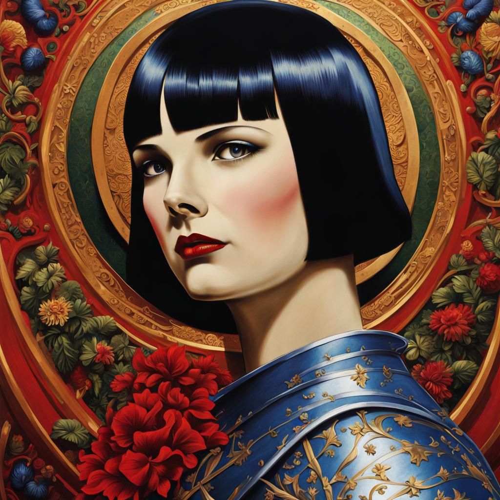 Louise Brooks as Joan of Arc in Hyperrealistic Oil
