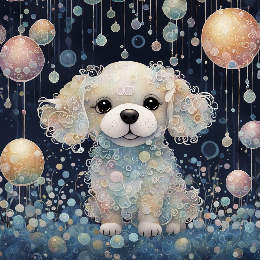 Whimsical Iridescent Puppy in Dreamy Glow
