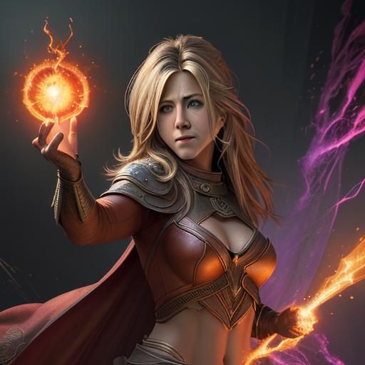Wizard Woman Conjuring Fireball: Hyperrealistic Concept Art