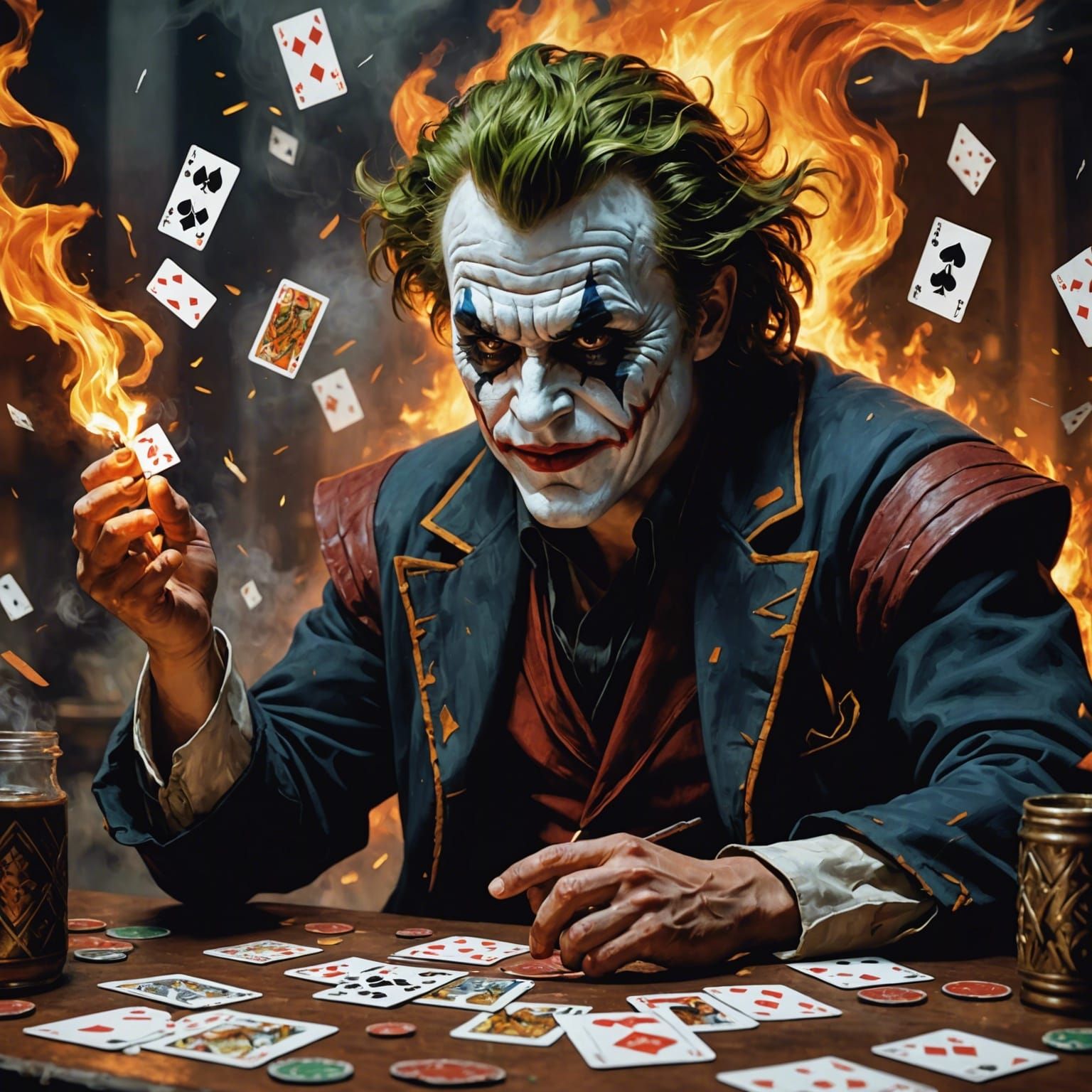 Angry Joker Card Player: Oil Painting in Kenobi Movie