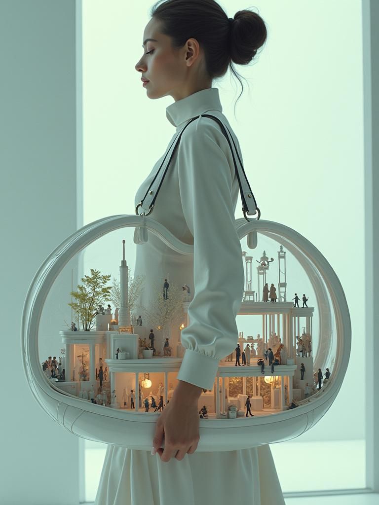 Woman's Handbag Reveals Futuristic Miniature Pod City