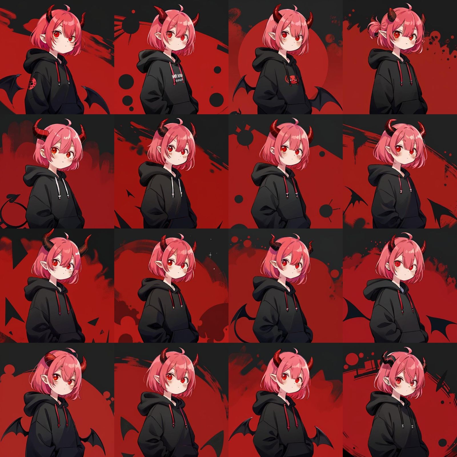 Red-Skinned Female Demon with Pink Hair