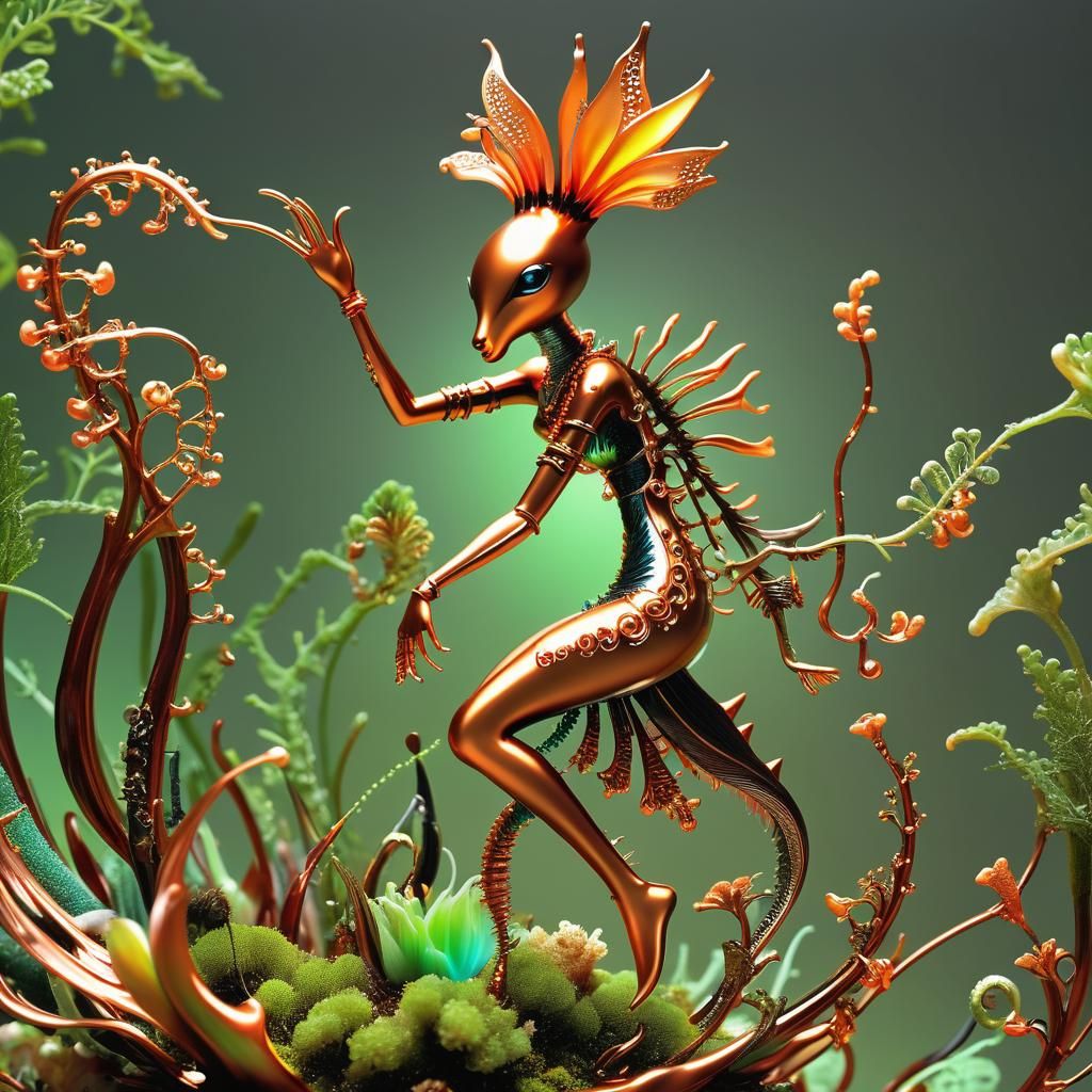 Futuristic Kokopelli Sculpture in Postmodern Style