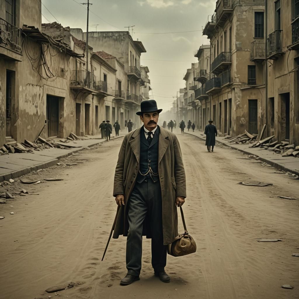 Mysterious Figure from the 1900s in Cinematic Style