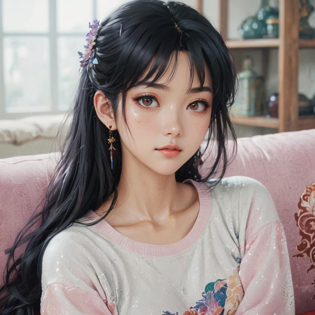 Fantasy Couch: Manga Style Sister in Vibrant World