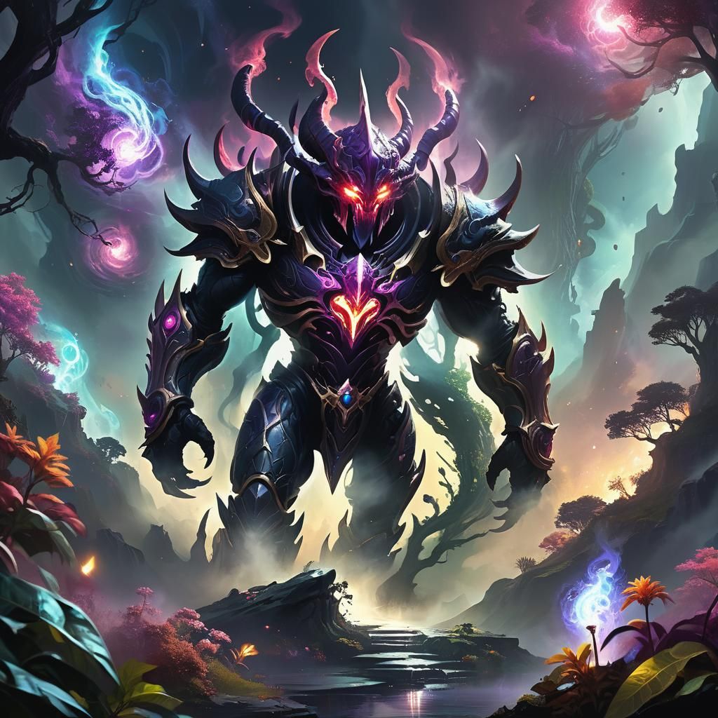 Surreal Dark Star Being in Dreamlike Landscape