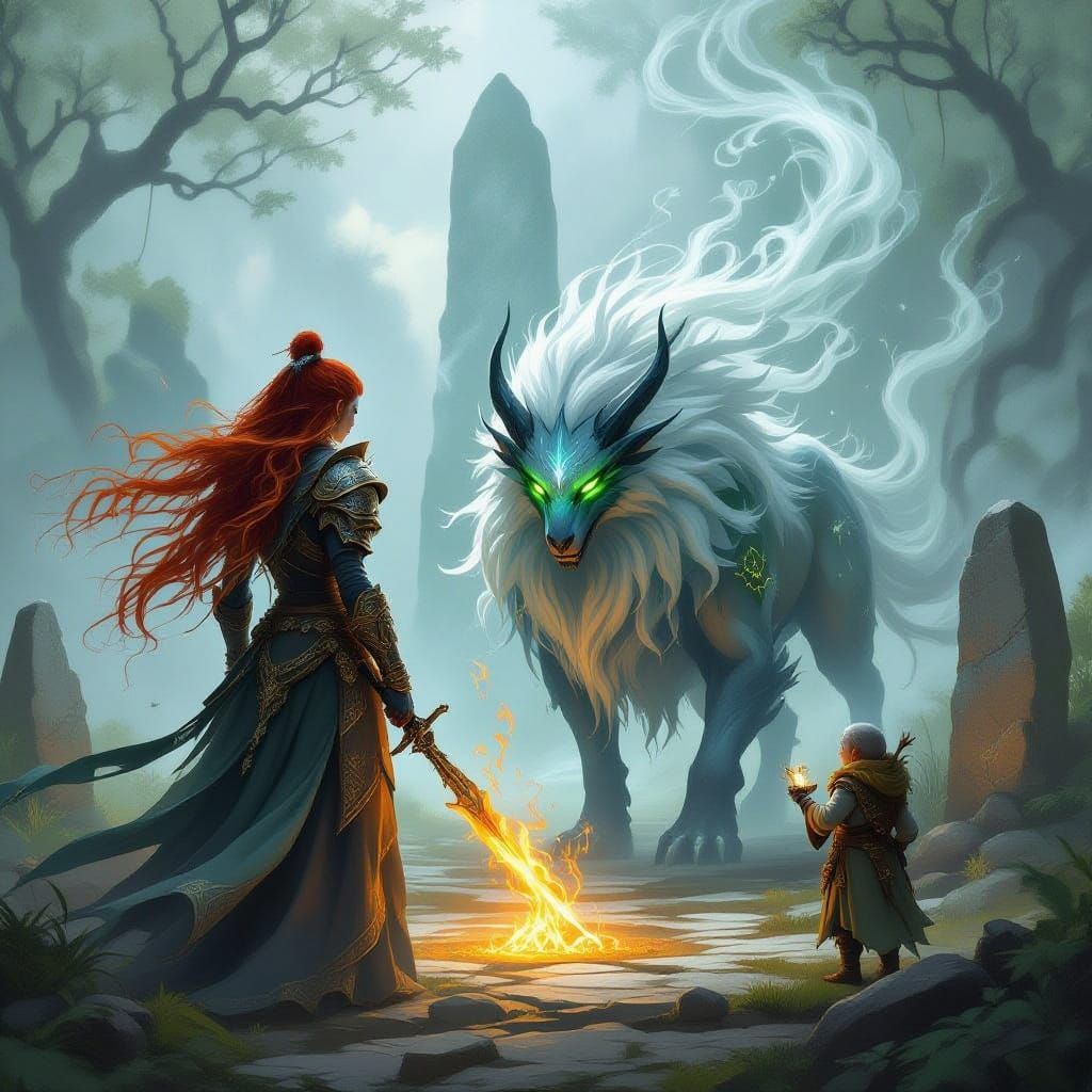 Ethereal Warrior Guardians Emerge from Mystical Mist