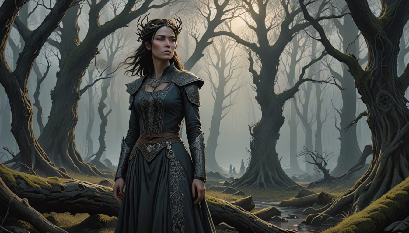 Mystical Nordthra Enchantress in Softly Lit Grove