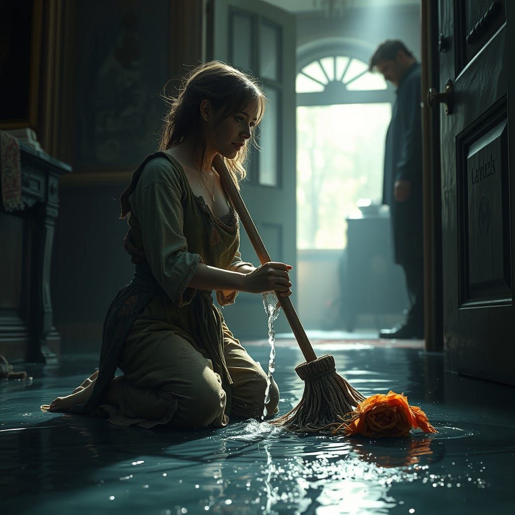 Disheveled Woman Pleads to Stay with a Man as Water Floods t...