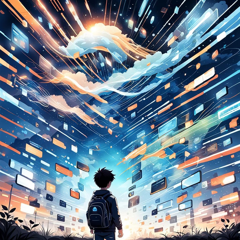 Child, Smartphone, and Internet Data Flow in Anime Style