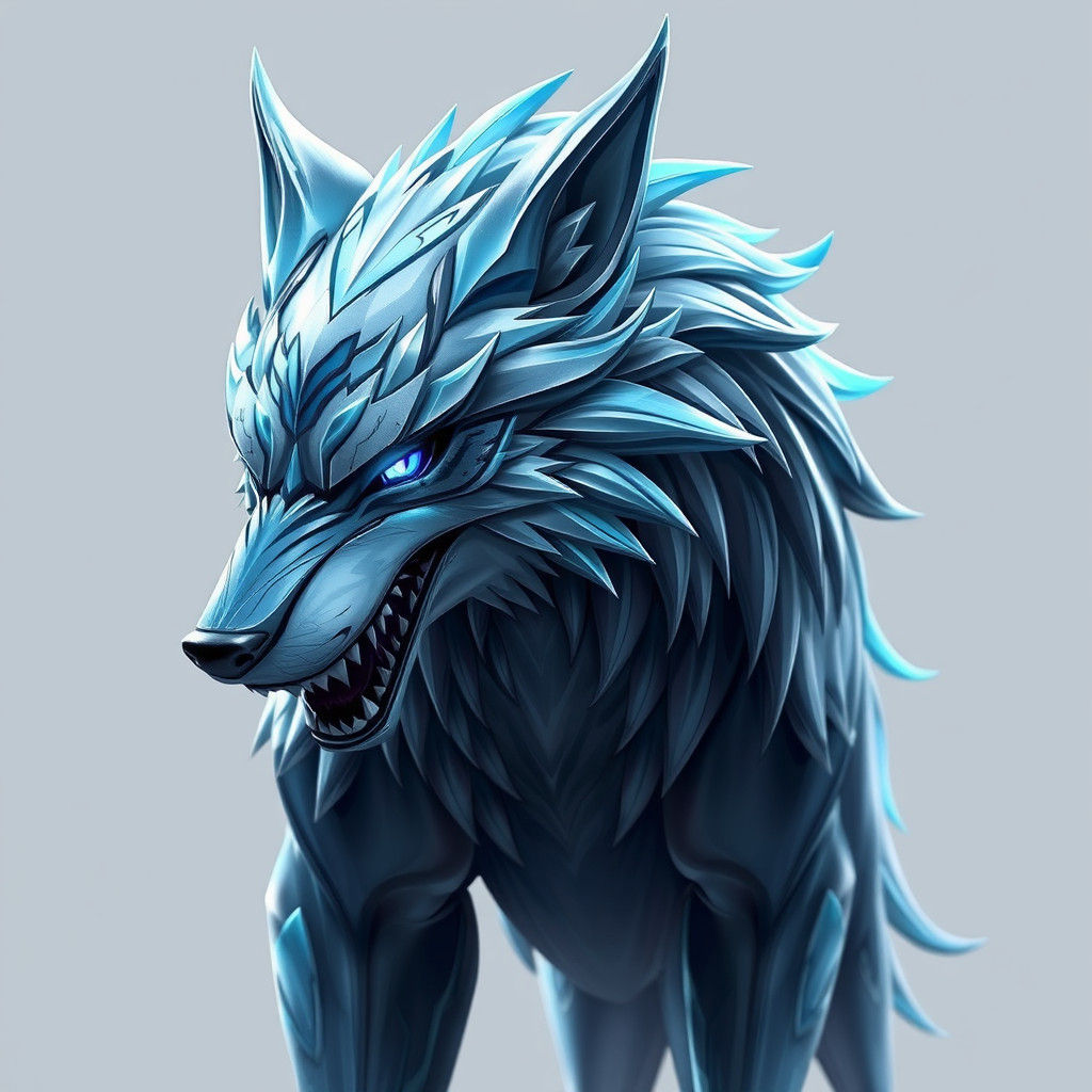 Wolf with Shark Features in 3D Anime Style