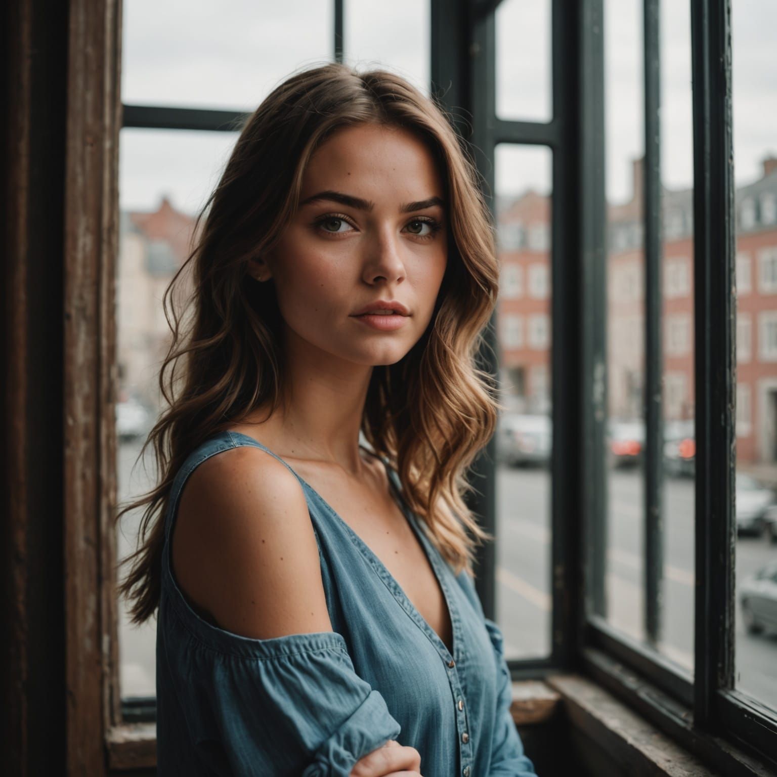 Beautiful Female Model Posing by Window for Photoshoot
