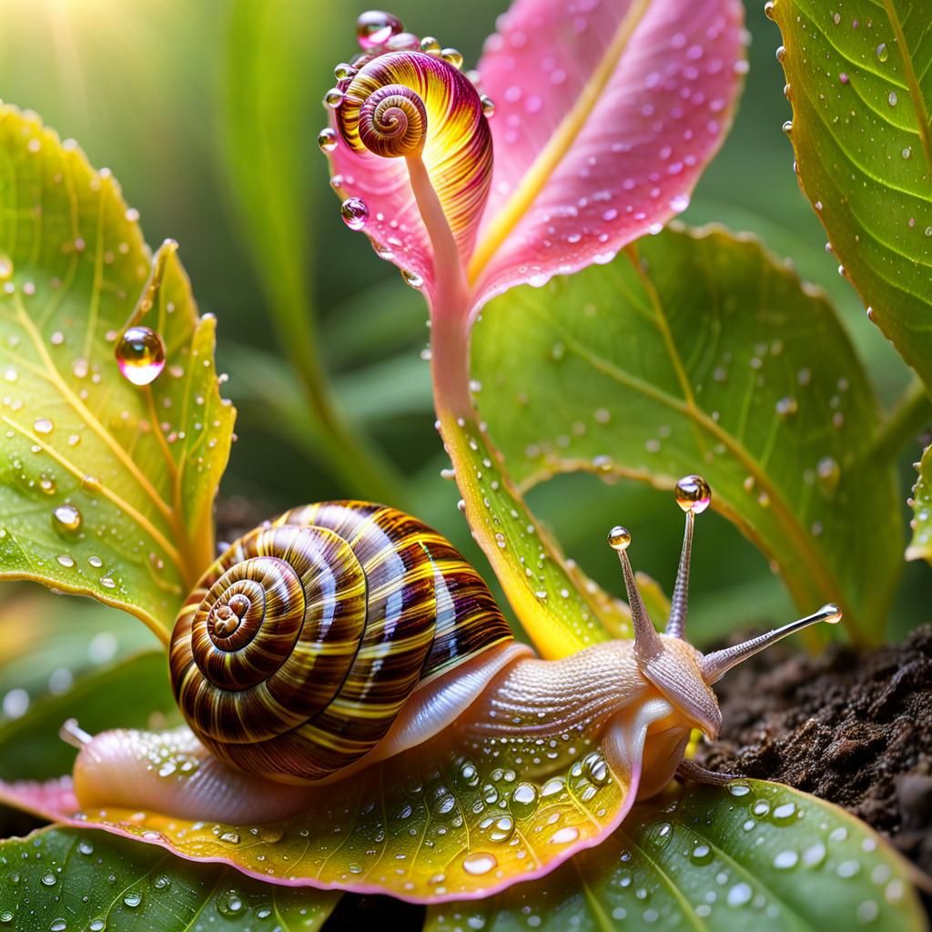 Whimsical Snail with Holographic Glow, Glass Art
