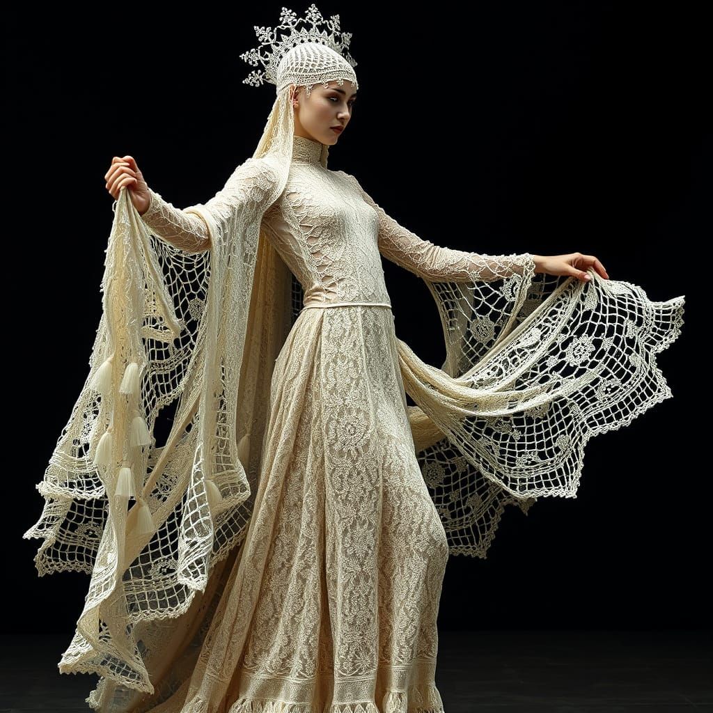 Lace-clad Dancer in Autochrome Style