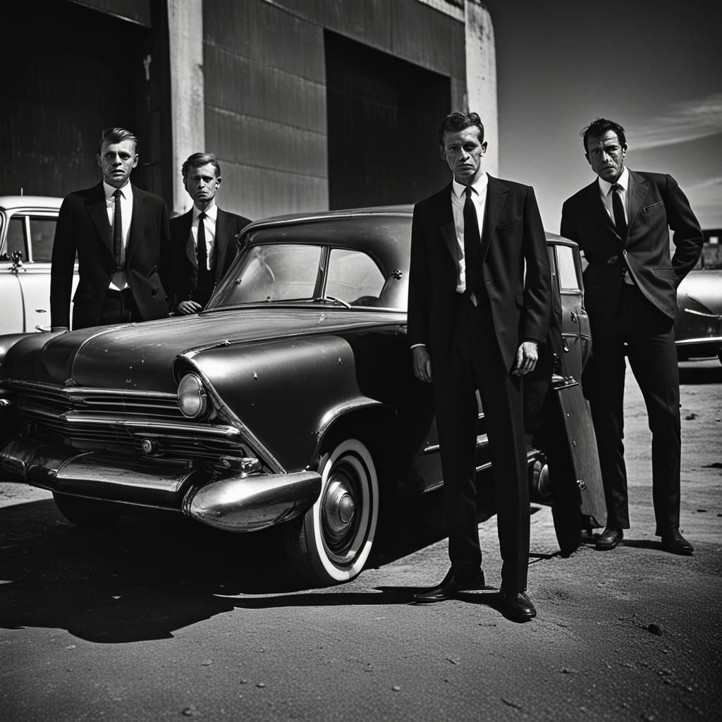 1960s Photo of Men with Rocket Car