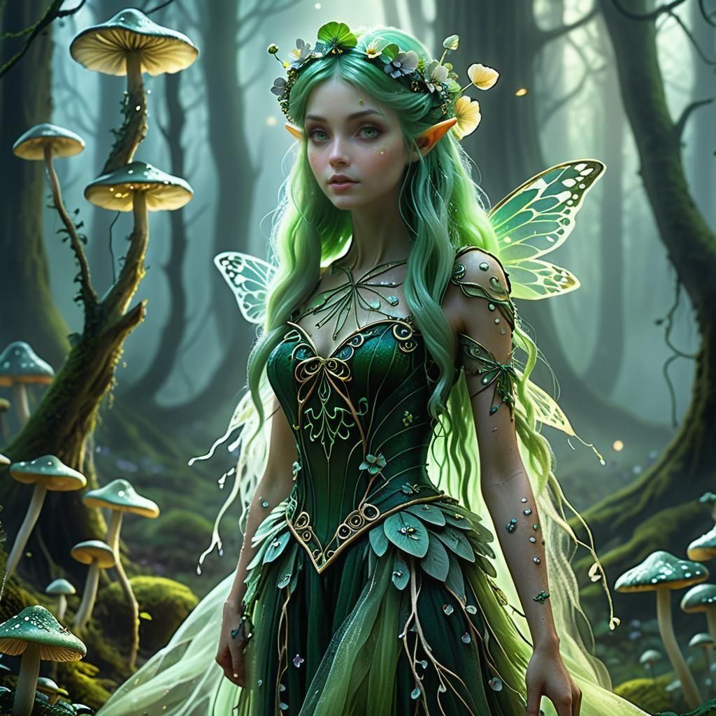 Whimsical Flower Fairies in a Mysterious Spring Atmosphere
