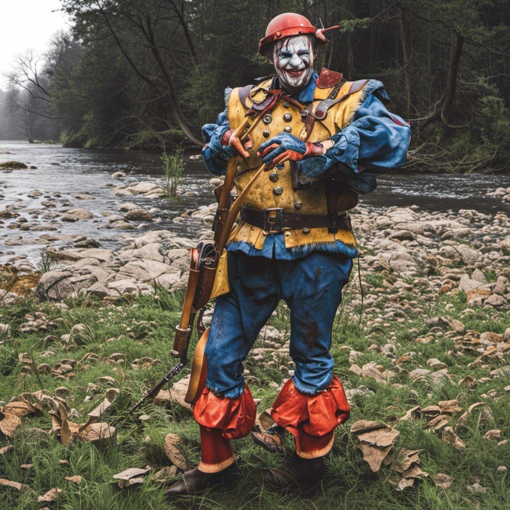 Angry Clown with Chainsaw in Autumn Multiverse