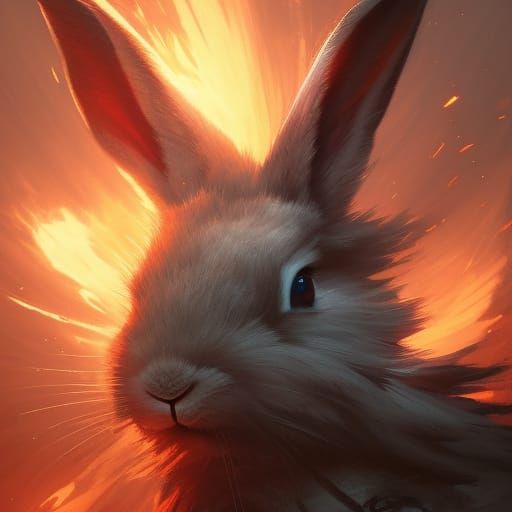 Rabbit Spirit of Fire: Dark Fantasy Concept Art