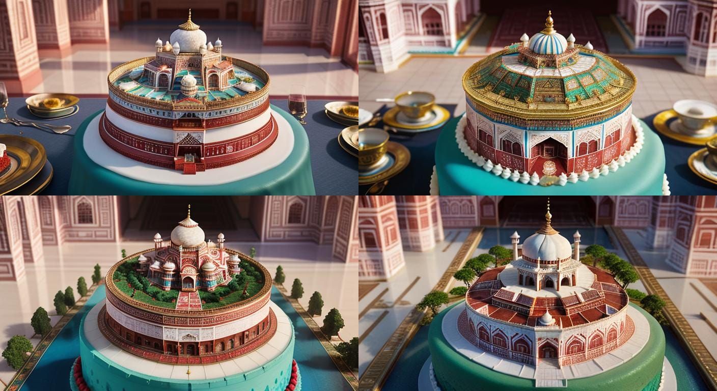 Taj Mahal Cake: Hyperrealistic Mosaic Macro Photography
