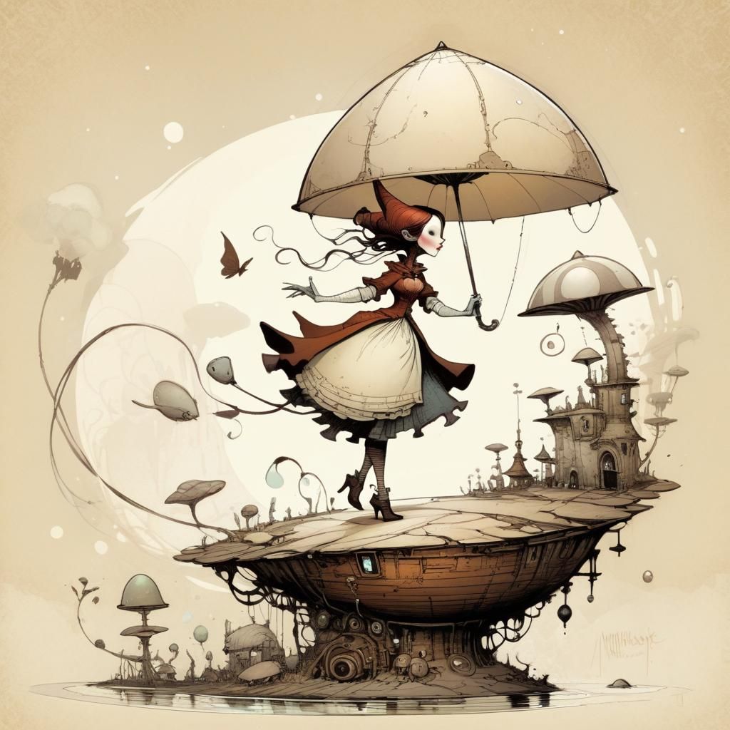 Surreal Woman Illustration in Classic Style