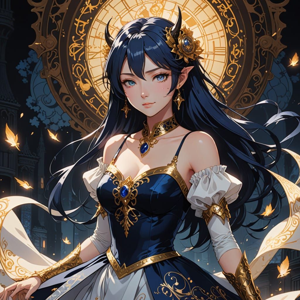 Lillith the Serene Demon Goddess in White and Gold