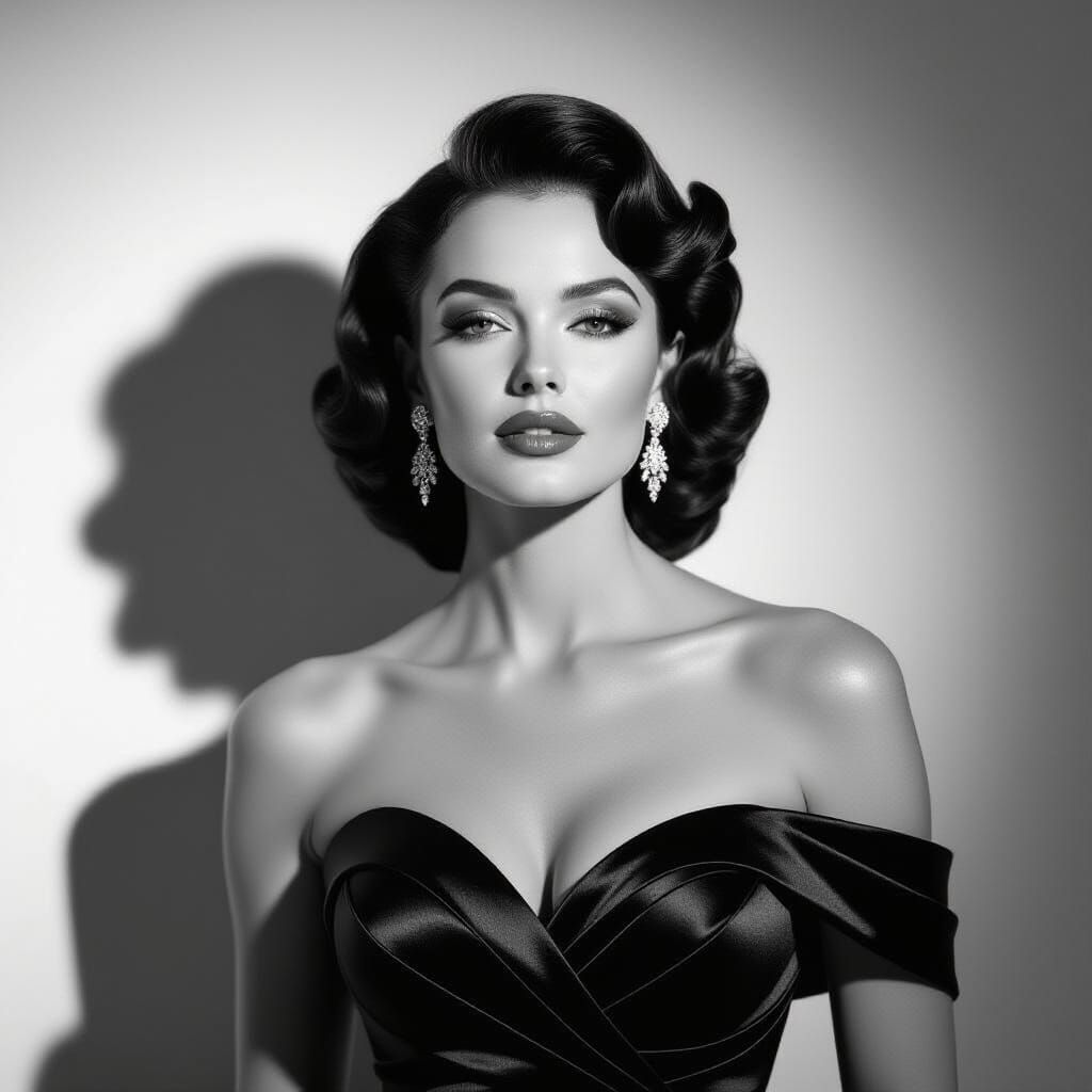 Glamorous Hollywood Actress Black and White Portrait
