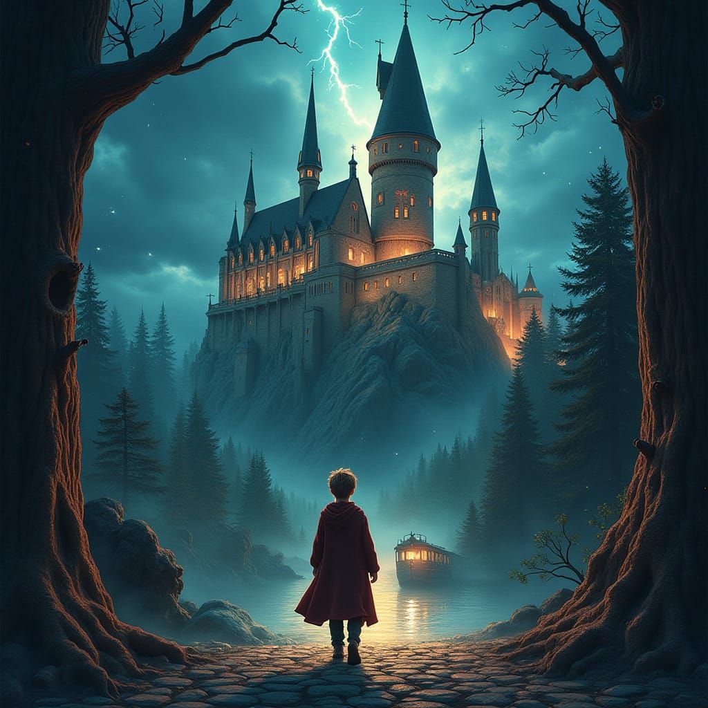 Magical Harry Potter Book Cover in Gothic Style