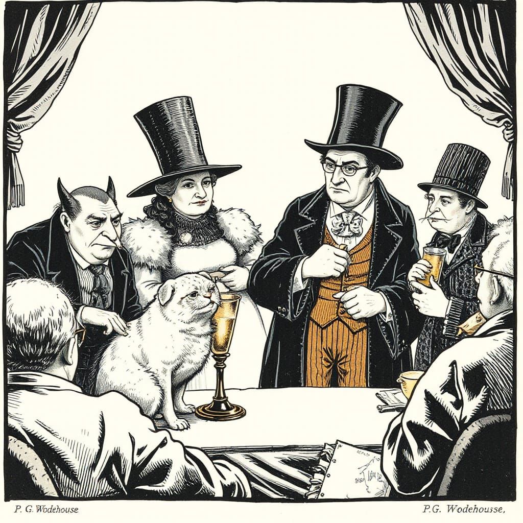 Satirical Woodcut of Decadent English Aristocracy