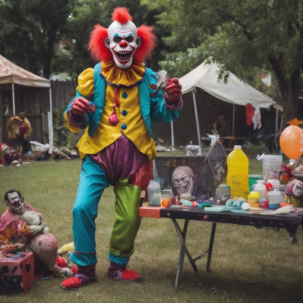 Zombie Monkey Clown's Chaotic Yard Sale