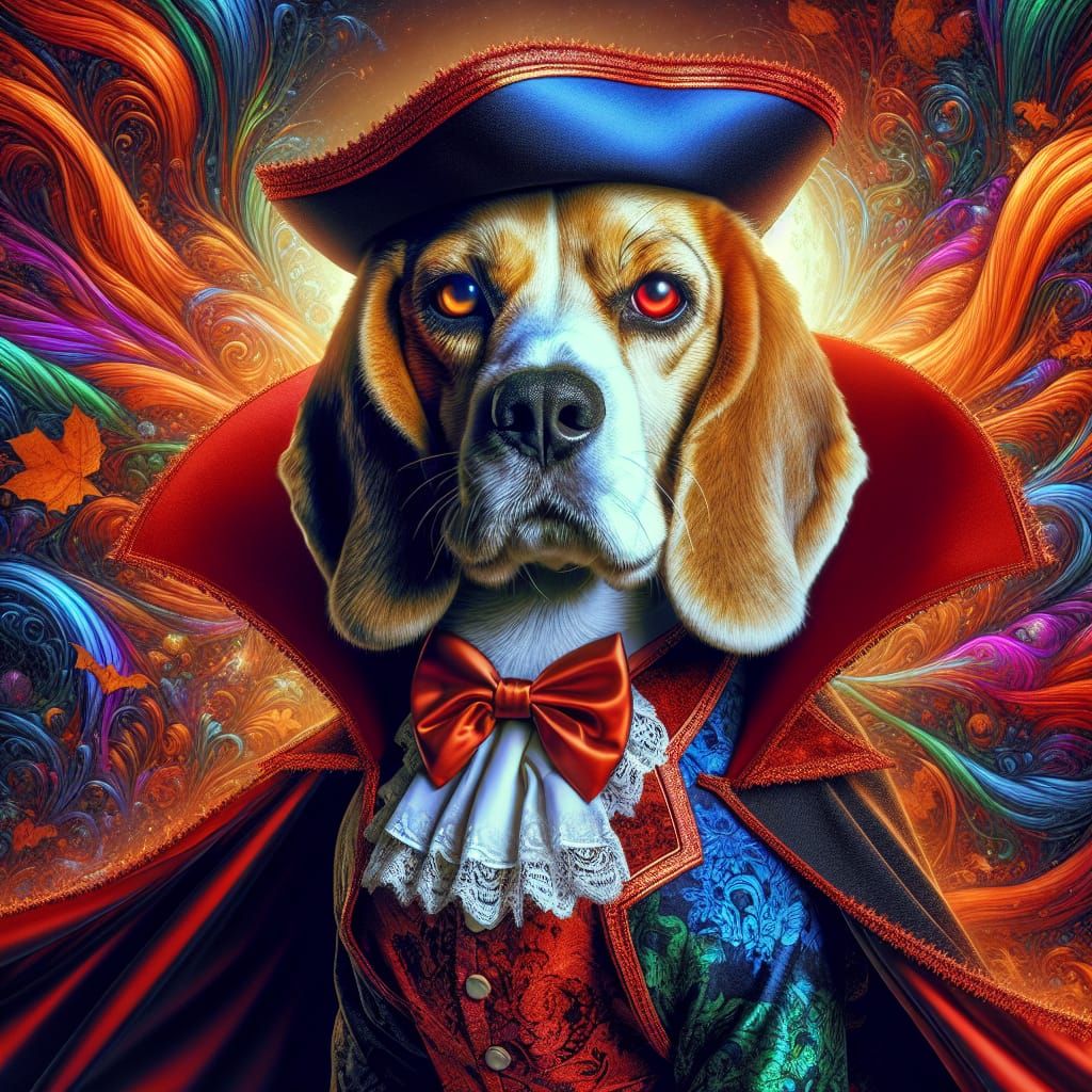 Beagle in Vampire Costume: Halloween Concept Art