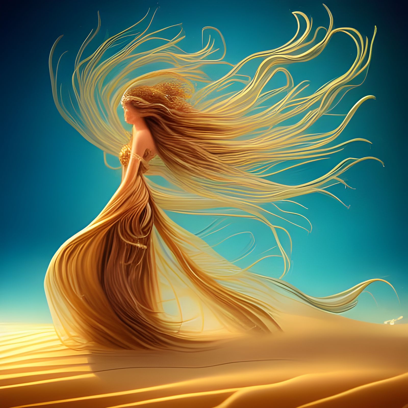 Liquid Sand Desert Princess Digital Artwork