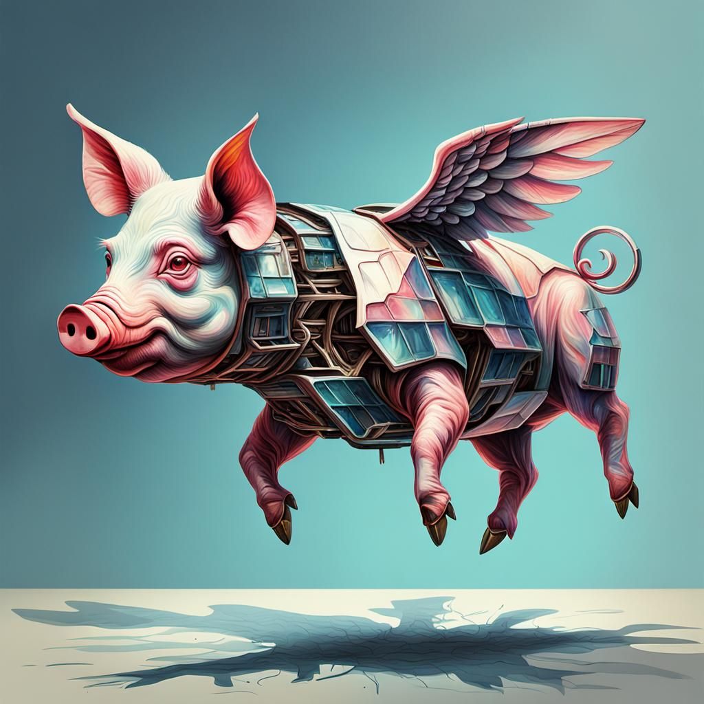 Dystopian Flying Pig Mobile Home in 3D
