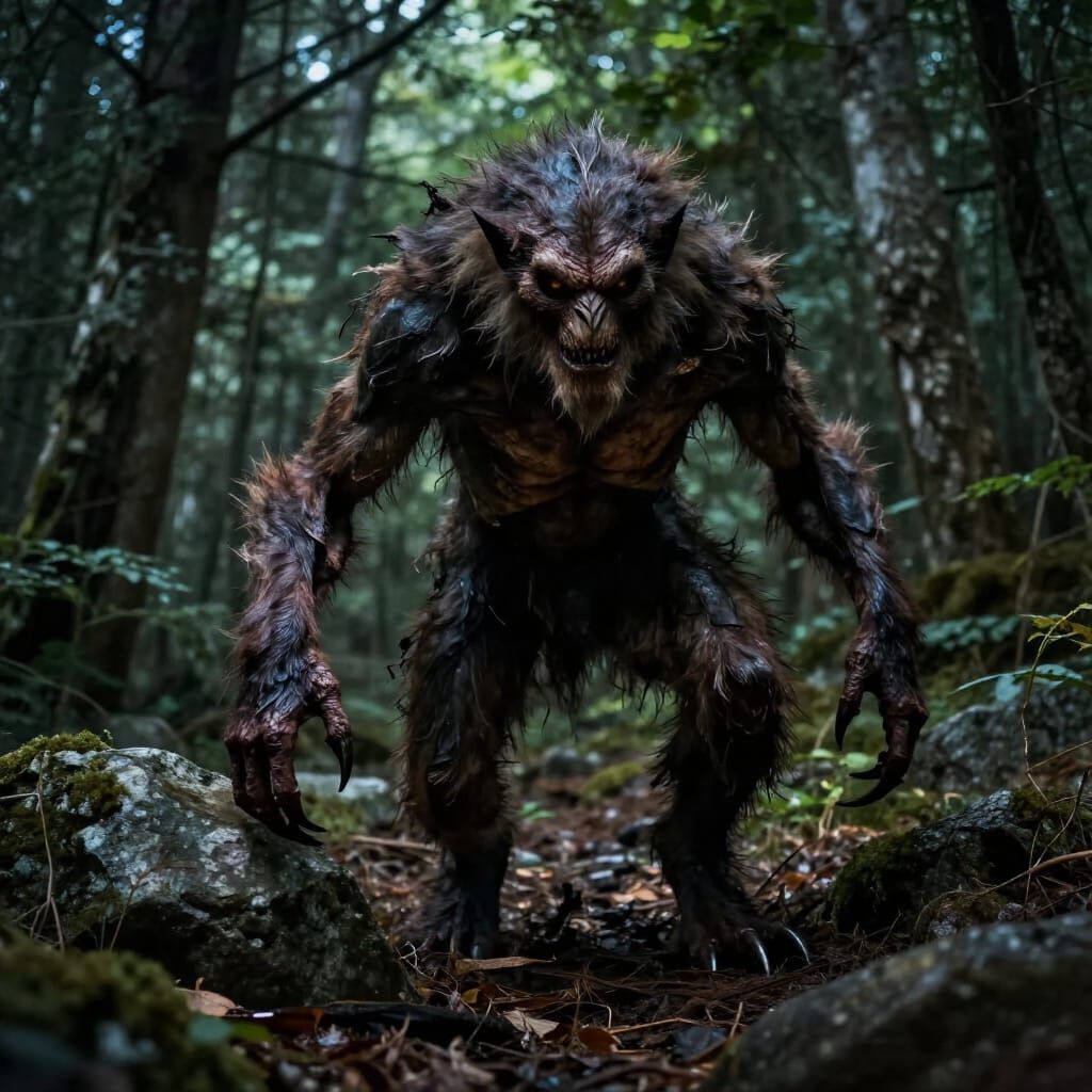 Terrifying Appalachian Creature in Hyperrealistic Style